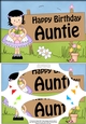 A5 Girlz Happy Birthday AUNTIE Scallop Corners and Pyramage