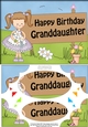 A5 Girlz Happy Birthday GRANDDAUGHTER Scallop Corners and Pyramage
