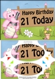A5 Lola Elephant Happy Birthday 21 TODAY Scallop Corners and Pyramage