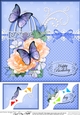 8 x 8 Birthday Butterflies and Flowers Birdcage Scalloped Corner Topper  