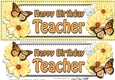 Large DL Happy Birthday TEACHER Floral Butterflies 3D decoupage