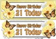 Large DL Happy Birthday 21 TODAY Floral Butterflies 3D decoupage