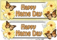 Large DL HAPPY NAME DAY Floral Butterflies 3D decoupage