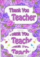 A5 THANK YOU TEACHER Time for Roses Scallop Corners & Pyramage