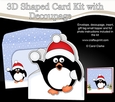 3D Shaped Christmas Card Kit  - Pip Penguin is having a Snowball Fight