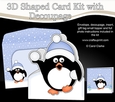 3D Shaped Christmas Card Kit  - Pip Penguin is having a Snowball Fight