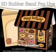3D Shoppe Pop Up Rubber Band Card Kit - The Hole-in-One Sugar Donuts Shop