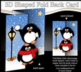 3D Shaped No-Hole Fold Back Christmas Card Mini Kit - Pip Penguin & Friend have a Snowball Fight
