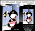 3D Shaped No-Hole Fold Back Christmas Card Mini Kit - Pip Penguin & Friend have a Snowball Fight