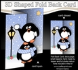 3D Shaped No-Hole Fold Back Christmas Card Mini Kit - Pip Penguin & Friend have a Snowball Fight