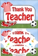 A5 THANK YOU TEACHER Football Scallop Corners and Pyramage