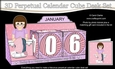 3D Everlasting Perpetual Calendar Desk Set Kit - Knitting Lady