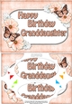 A5 Happy Birthday GRANDDAUGHTER Butterflies & Flowers Scallop Corners and Pyramage