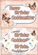 A5 Happy Birthday GODDAUGHTER Butterflies & Flowers Scallop Corners and Pyramage