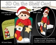 3D Christmas On the Shelf Card Kit - Christmas Wheelchair User Boy has an Xmas Stocking