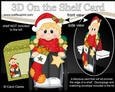 3D Christmas On the Shelf Card Kit - Christmas Wheelchair User Girl has an Xmas Stocking
