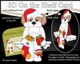 3D Christmas On the Shelf Card Kit - Christmas Cavachon Dog has an Xmas Stocking