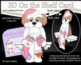 3D Christmas On the Shelf Card Kit - Christmas Cavachon Dog has an Xmas Stocking