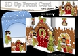 3D Up Front Card Kit - Snowman Rio has a Christmas Tree at the Christmas Gingerbread House
