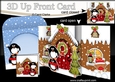 3D Up Front Card Kit - Pip Penguin is having a Snowball Fight at the Christmas Gingerbread House