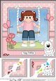 8 x 8 Cute Little Girl is Swinging High Scalloped Corner Topper