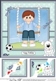 8 x 8 Cute Little Teen Boy is Swinging High Scalloped Corner Topper