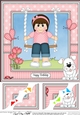 8 x 8 Cute Little Teen Girl is Swinging High Scalloped Corner Topper