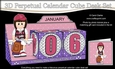 3D Everlasting Perpetual Calendar Desk Set Kit - Golf Lady
