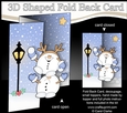 3D Shaped No-Hole Fold Back Christmas Card Mini Kit - Snowball Sam & Friend are having a Snowball Fight