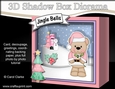 3D Christmas Diorama Shadow Box Card Mini Kit - Livvy Bear has Mistletoe & is looking for a kiss