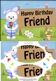 A5 Teddy Ed Happy Birthday FRIEND Scallop Corners and Pyramage