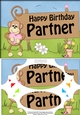 A5 Chunky Monkey Happy Birthday PARTNER Scallop Corners and Pyramage