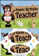 A5 GiGi Horse Happy Birthday TEACHER Scallop Corners and Pyramage
