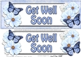 Large DL GET WELL SOON Floral Butterflies 3D decoupage