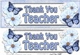 Large DL THANK YOU TEACHER Floral Butterflies 3D decoupage