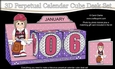3D Everlasting Perpetual Calendar Desk Set Kit - Golf Older Lady