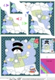 Christmas Snowman Roi is having a snowball fight with Pip Penguin  Wavy Corner Side Stacker