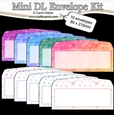 10 Mini DL (80 x 215mm) Snowflakes envelope Kit