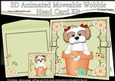3D Animated Moveable Wobble Head Card Kit - Flower Pot Friends Little Cavachon Dog Button