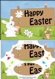 A5 Little Bunny HAPPY EASTER Scallop Corners and Pyramage