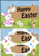 A5 Little Bunny HAPPY EASTER Scallop Corners and Pyramage