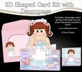 3D Shaped Card Kit - Bathtub Buddies - Cute Little Girl Kaylar has a Bubble Bath