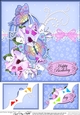 8 x 8 Birthday Butterflies and Flowers Birdcage Scalloped Corner Topper 