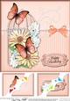 8 x 8 Birthday Butterflies and Flowers Birdcage Scalloped Corner Topper 