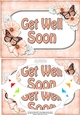 A5 GET WELL SOON Butterflies & Flowers Scallop Corners and Pyramage