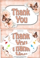 A5 THANK YOU Butterflies & Flowers Scallop Corners and Pyramage