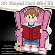 3D Shaped Card Kit - Cute Little Toddler reads a Good Book