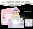 3D Shaped Card Kit - Bathtub Buddies - Older Lady Tessie has a Bubble Bath