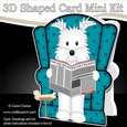 3D Shaped Card Kit - Little Westie Dog Jock reads the Barking Newspaper