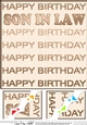 8 x 8 Birthday SON IN LAW Scalloped Corner Topper